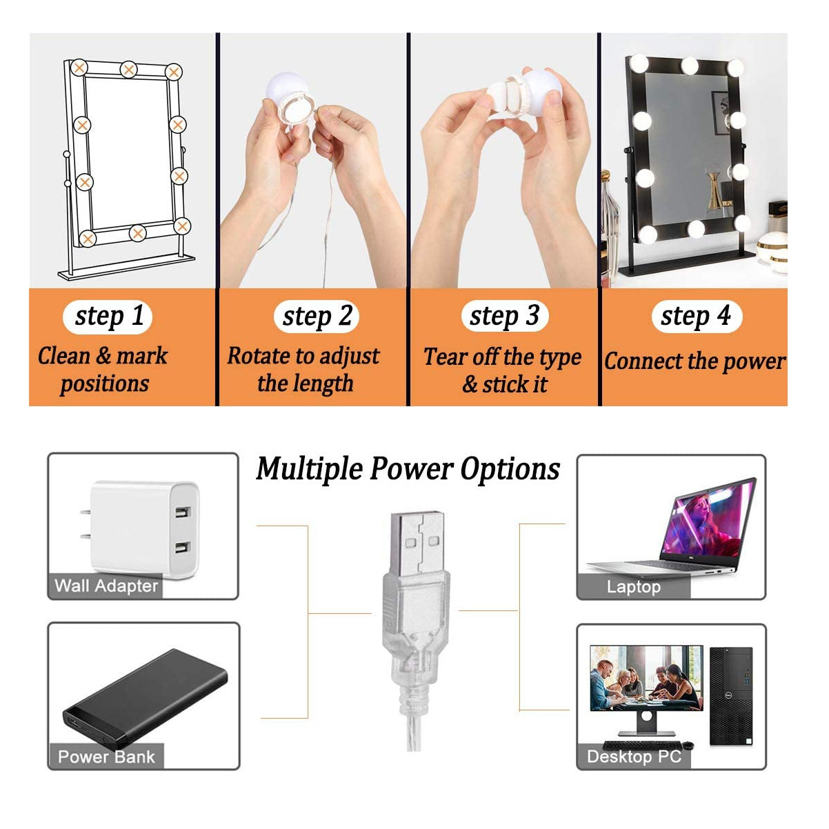 Extension Luces Espejo 10 Bombillas